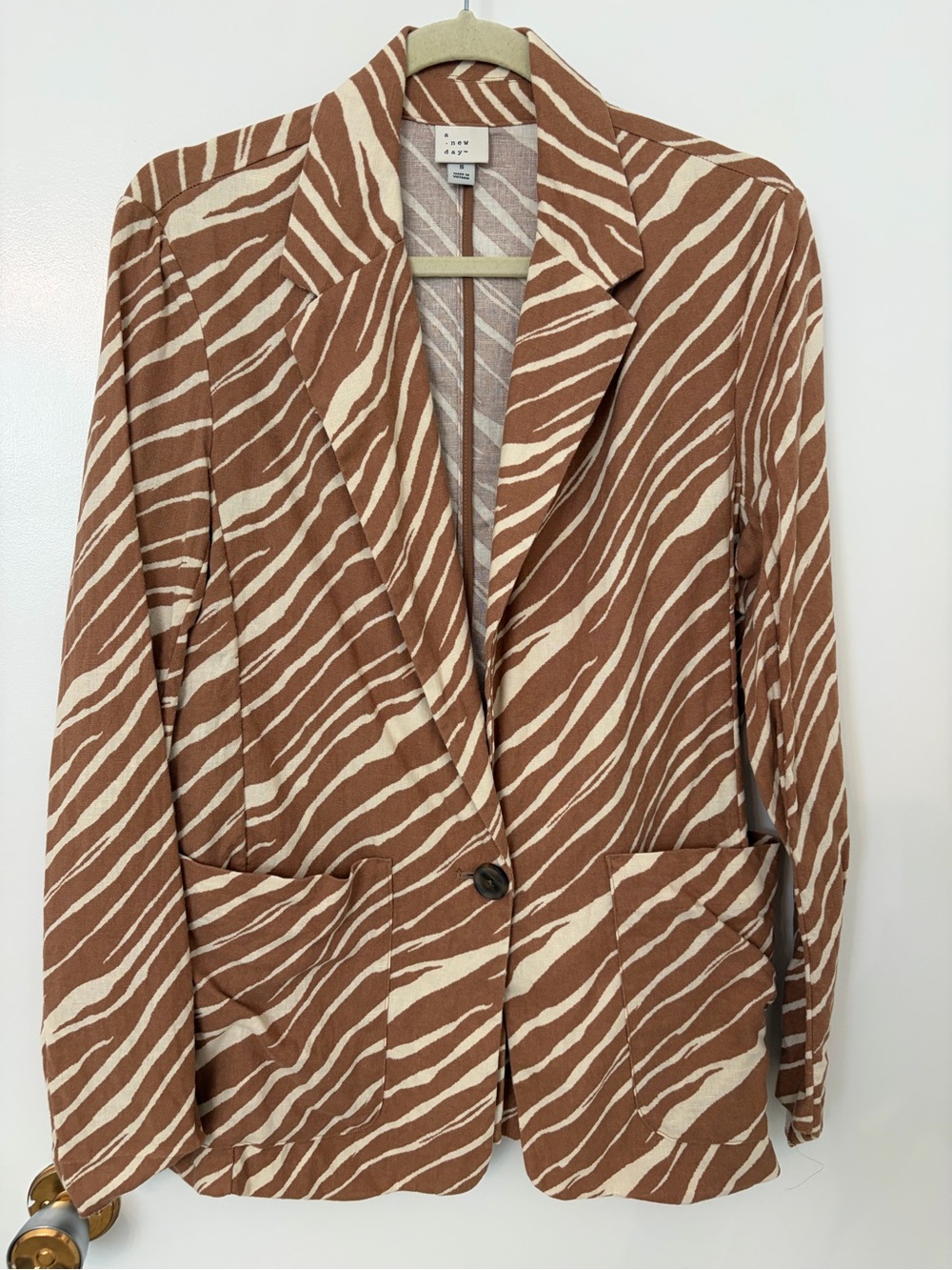 a new day Brown & Cream Zebra-Print Blazer
